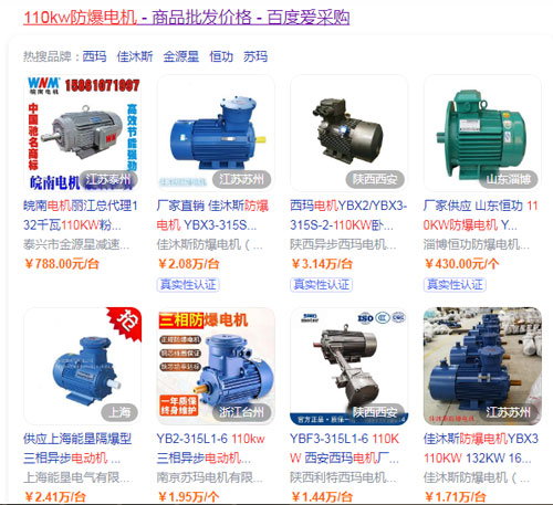 110kw防爆電機(jī)多少錢